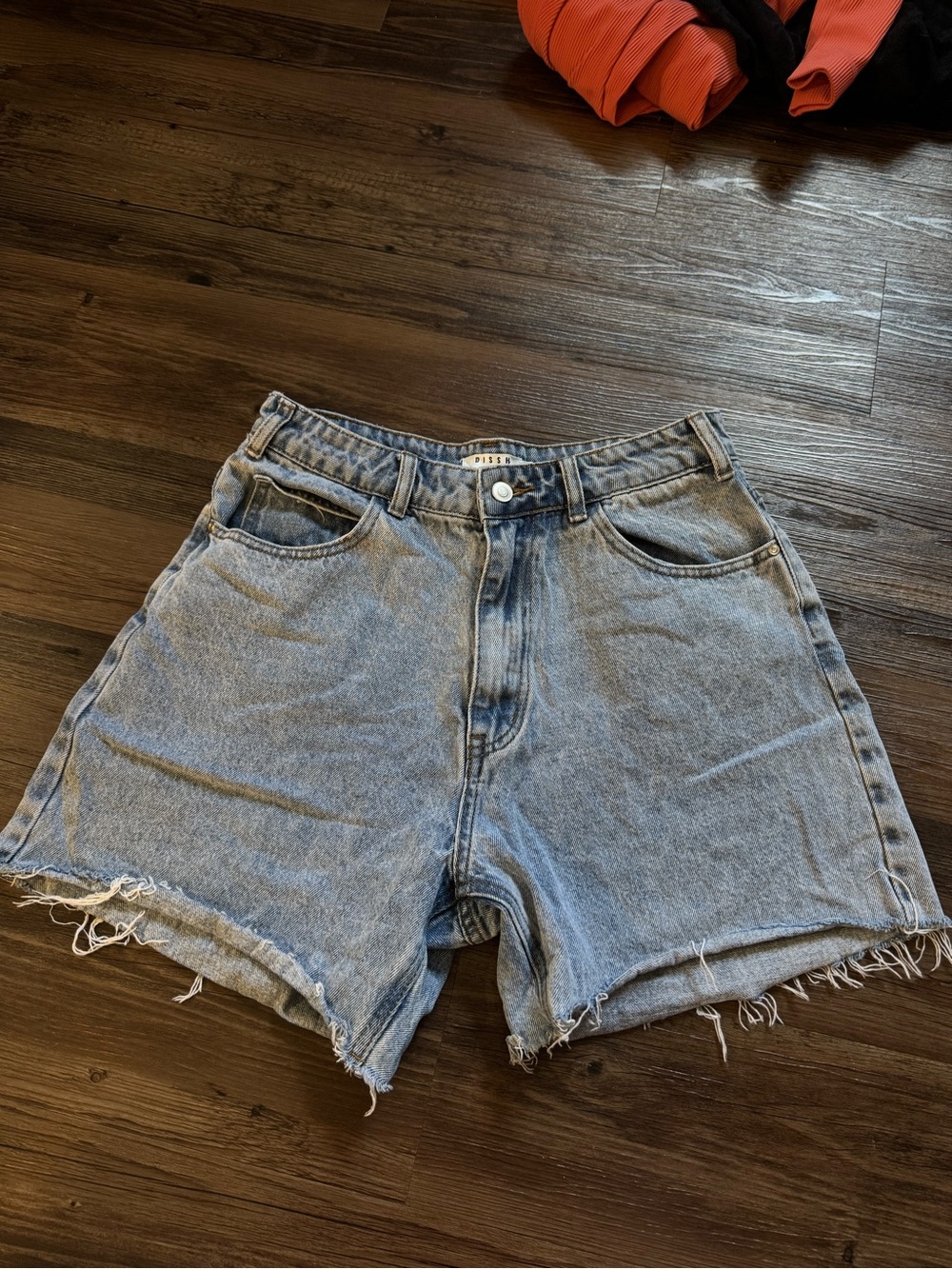 Vintage style high waist long jean shorts